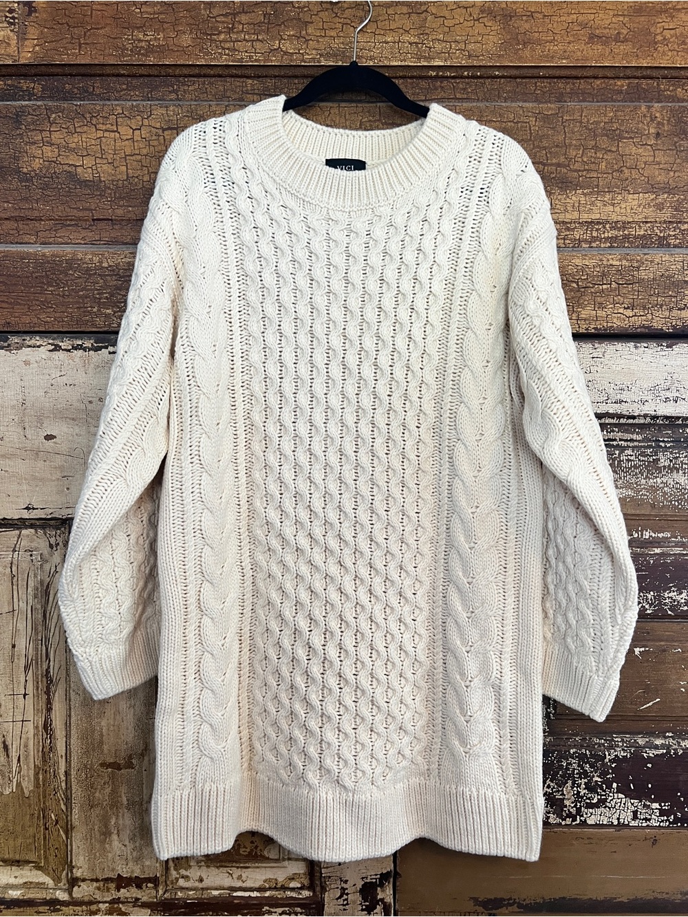 Vici Cream Cable Knit Mini Dress